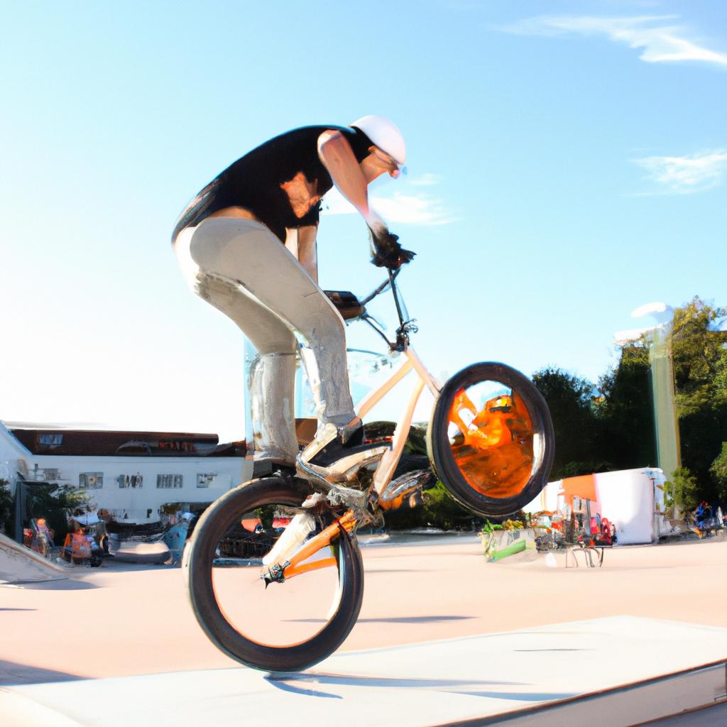 Person riding BMX bike competitively