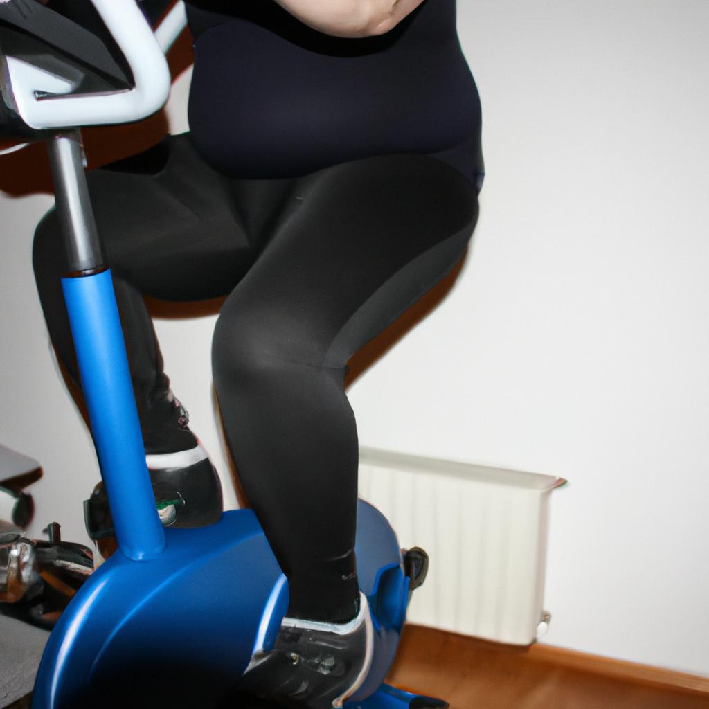 Person cycling on a stationary bike