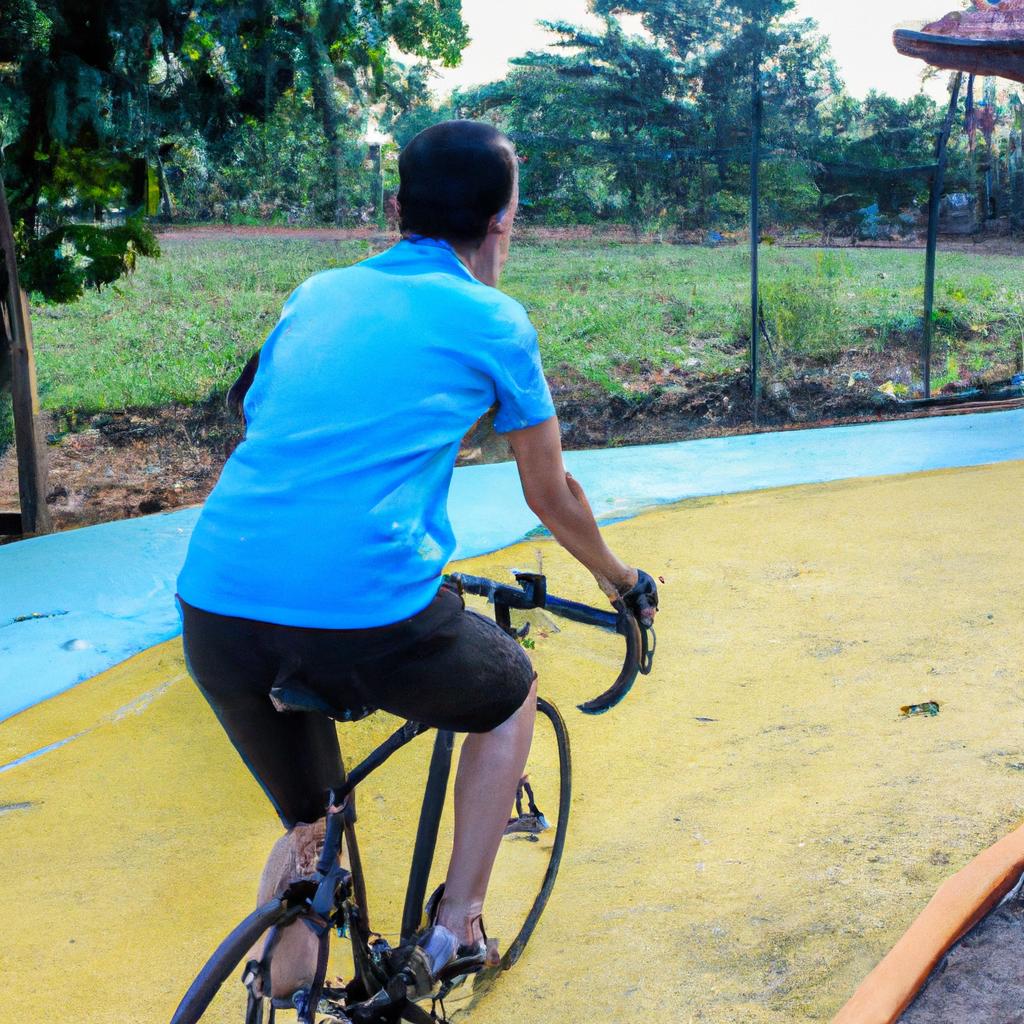 Person cycling for physical fitness
